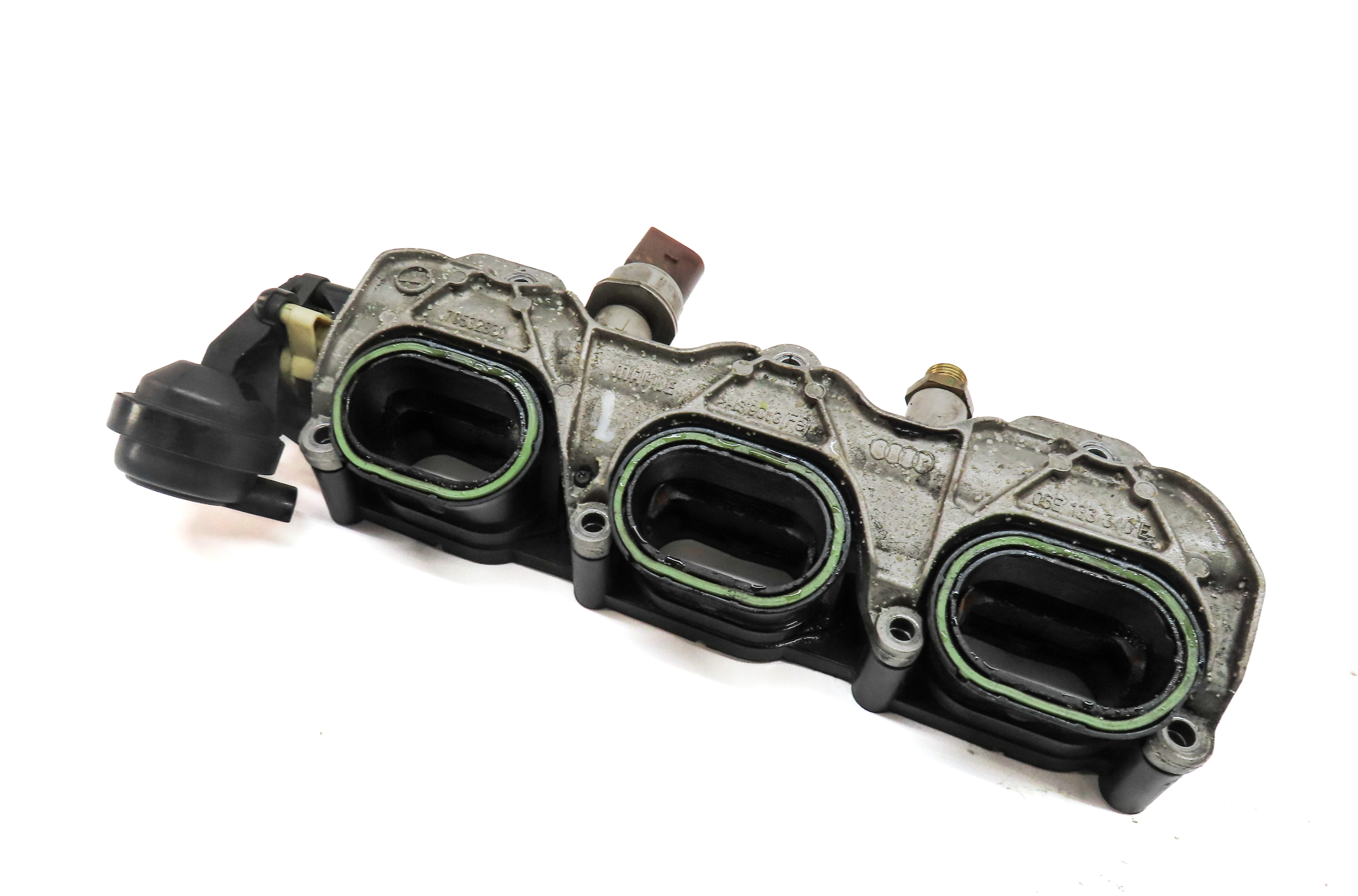 12 AUDI S4 B8 8K 3.0L CCBA FRONT LEFT DRIVER LOWER INTAKE MANIFOLD w/ FUEL RAIL — exact item pictured
